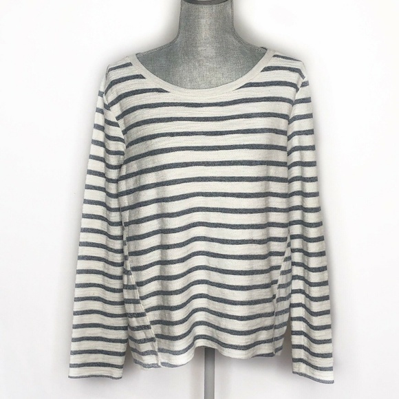 LOFT Tops - LOFT Top Long Sleeve Stripe Round Neck Text (BB20)